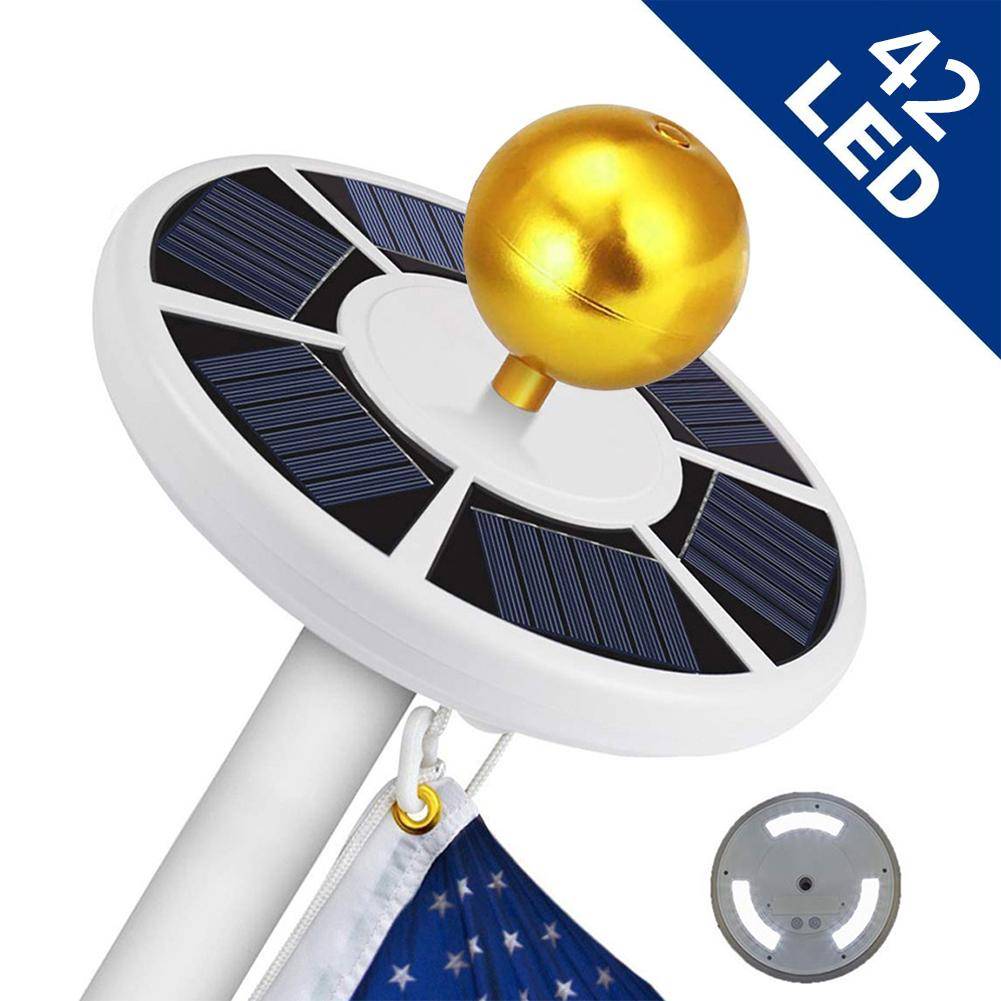 42 LED Solar Flag Pole Light with Adjustable Brightness for Outdoor Camping