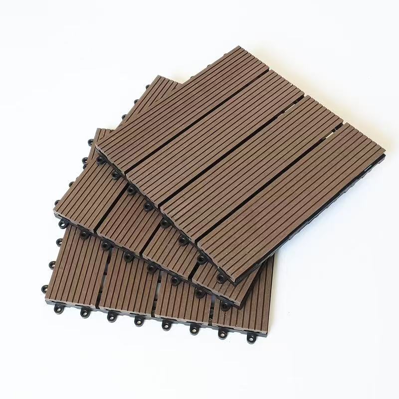 Outdoor Garden Wood Plastic Interlocking Floor Tiles - 11 Pieces, 300x300x22mm