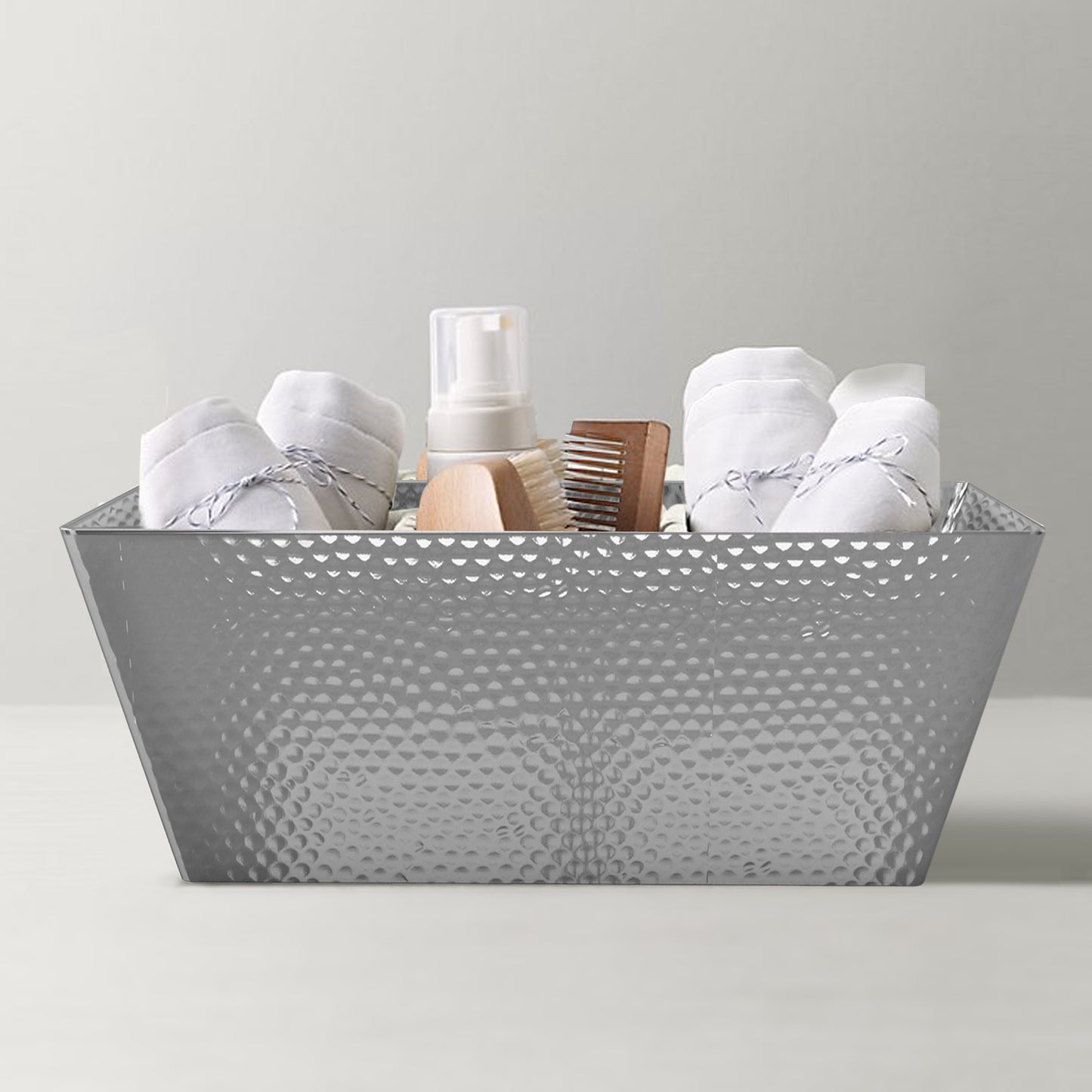 Hammered Stainless Steel Vanity Toilet Tank Tray Shiny Finish