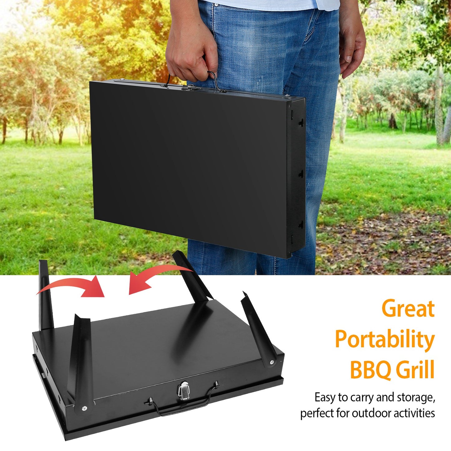 Portable Charcoal Grill - Foldable BBQ for Outdoor Camping