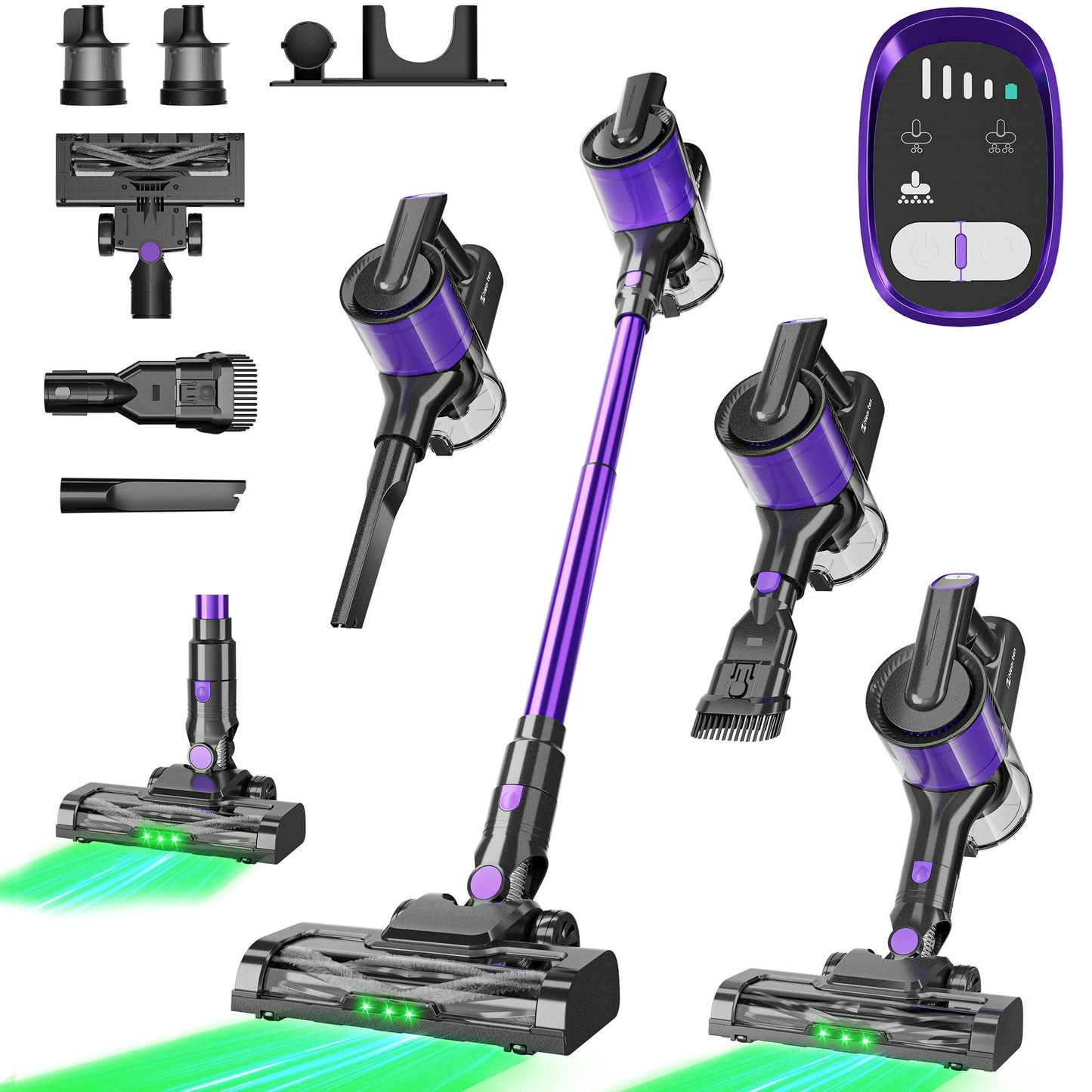 Red Cordless Handheld Vacuum Cleaner with LED Light & Anti-Tangle Brush
