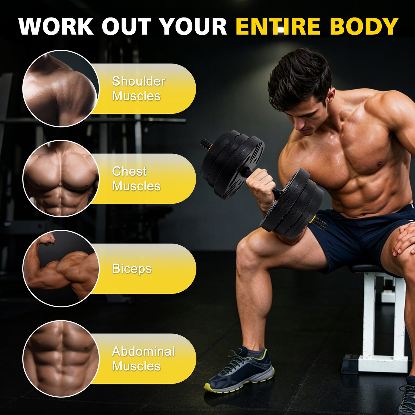 Adjustable 45 lbs Dumbbell Set - Multifunctional Weight Training