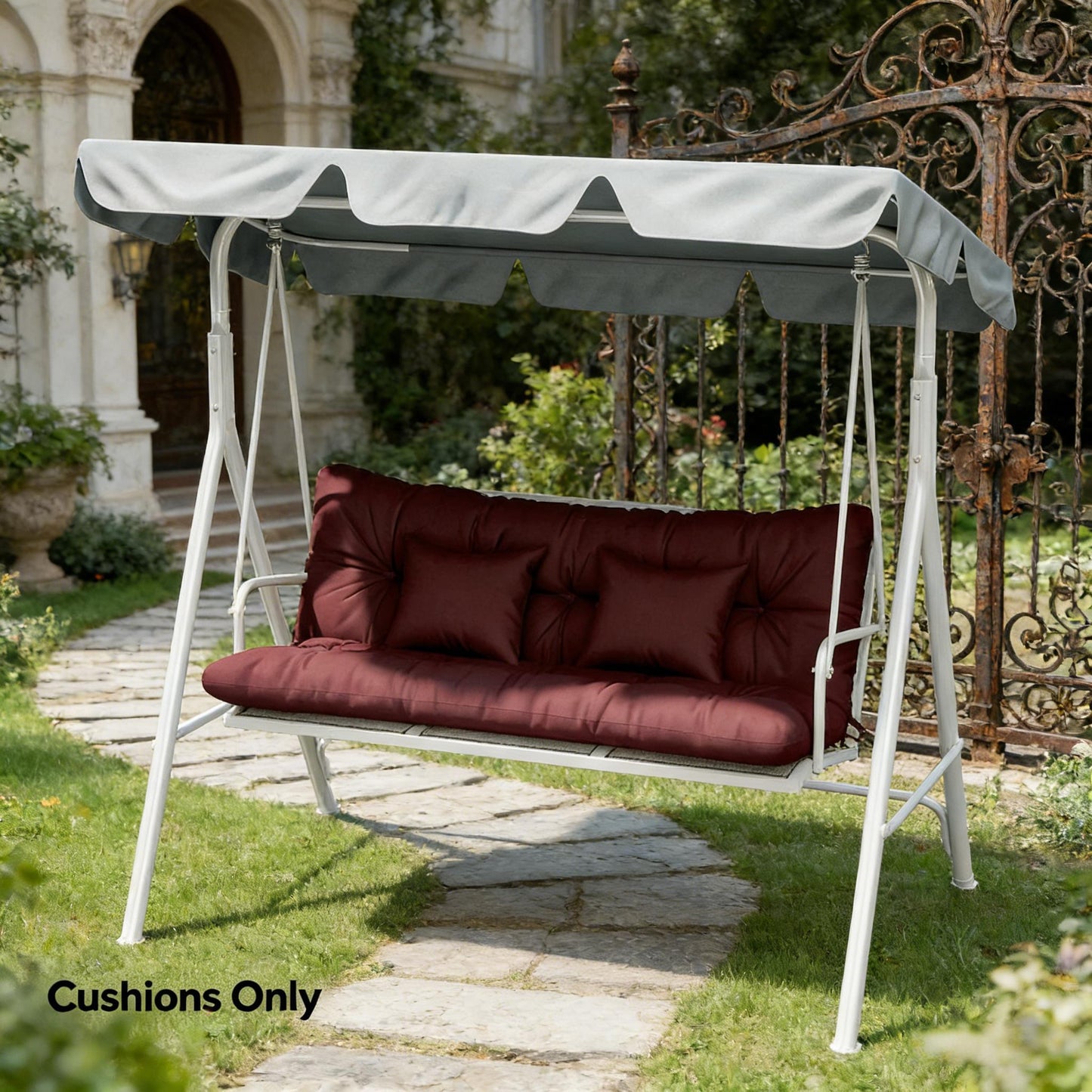Patio Chair Cushions Set - Seat & Back Cushions, Wine Red