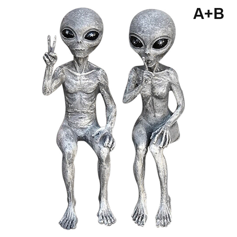 Resin Alien Statue Ornament Decoration for Home & Garden