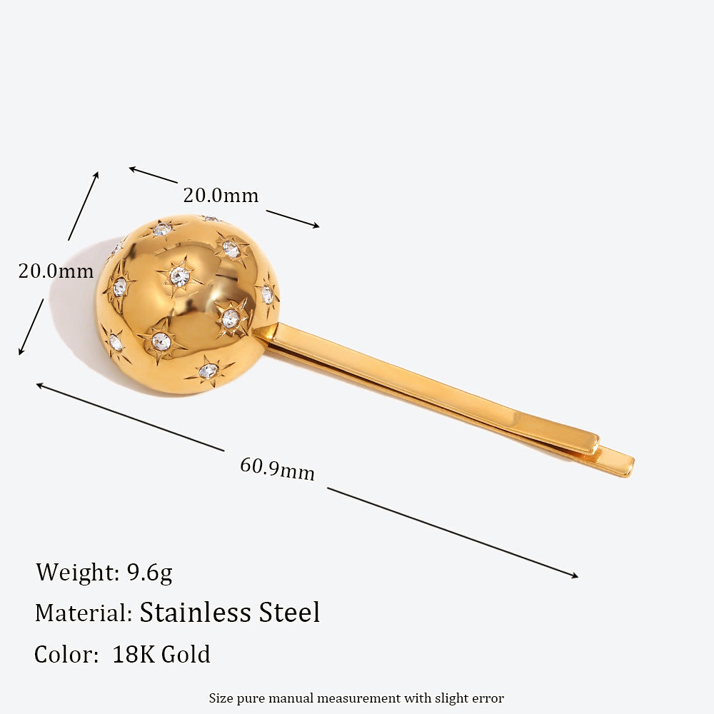 Gold Retro Spherical Star Hairpin
