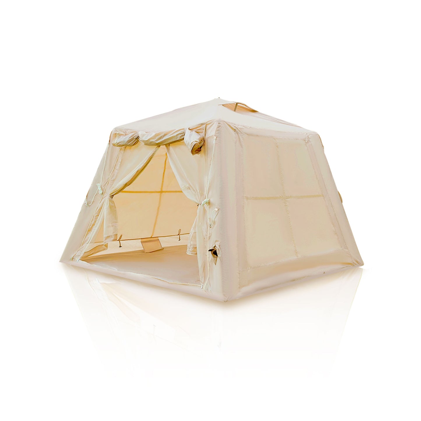 Inflatable Camping Tent for 2-3 People - Waterproof Beige Glamping