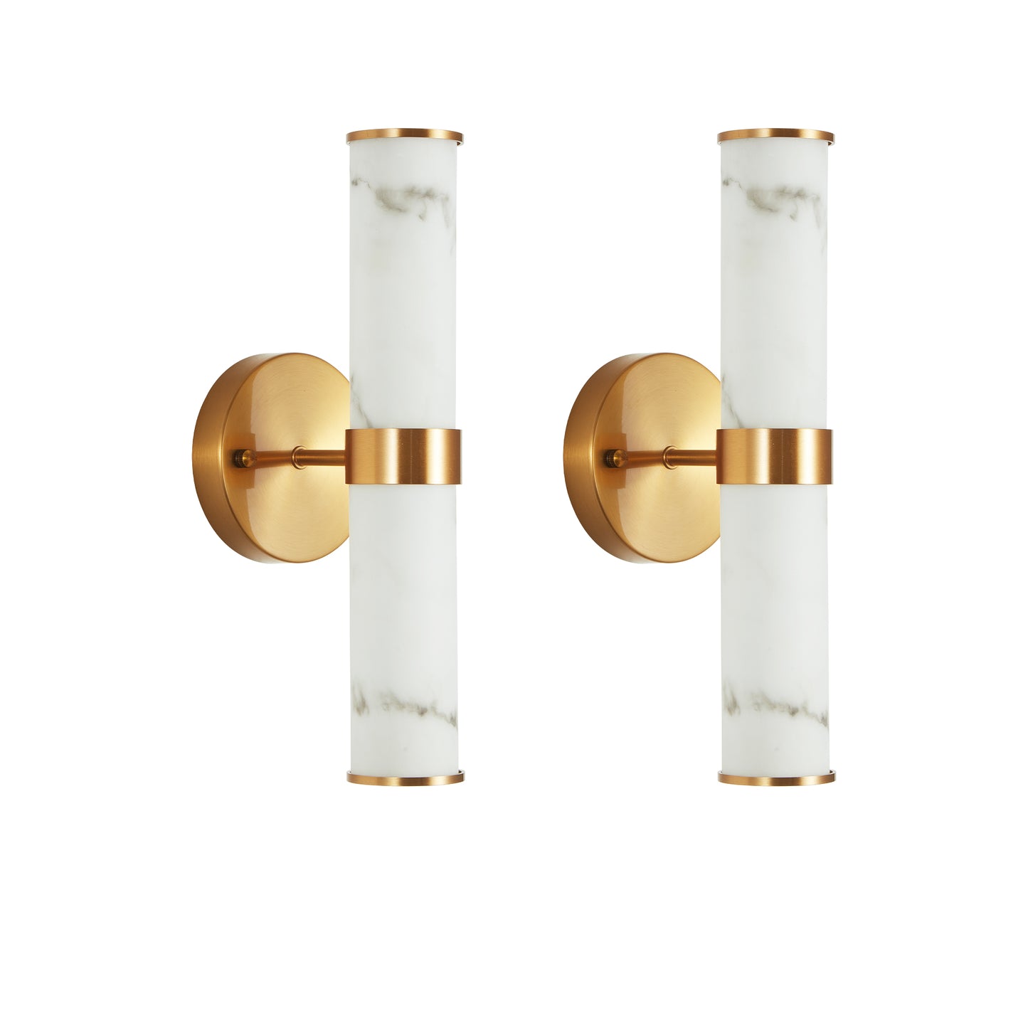 Gold Resin Wall Sconce Set of 2 Modern Vertical Indoor Lighting Fixture