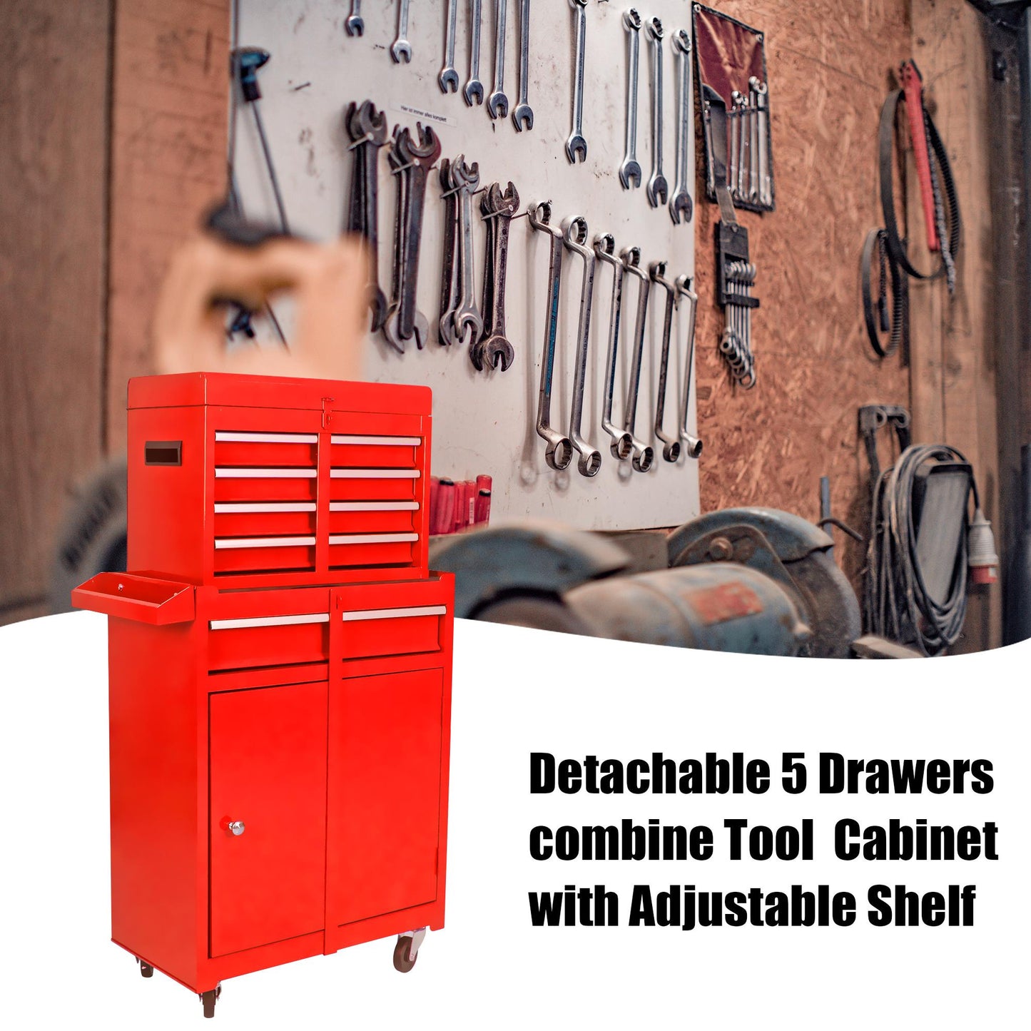 Removable 5-Drawer Metal Tool Storage Cabinet - Garage & Workshop