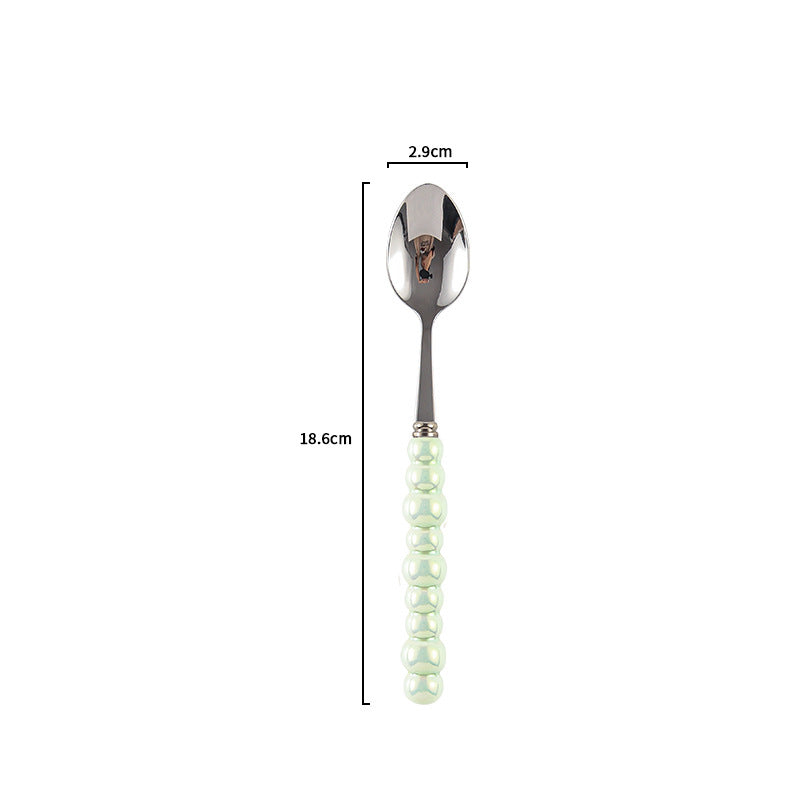 Ceramic Pearl Handle Cutlery Set - Spoon Fork Knife Household Dinnerware