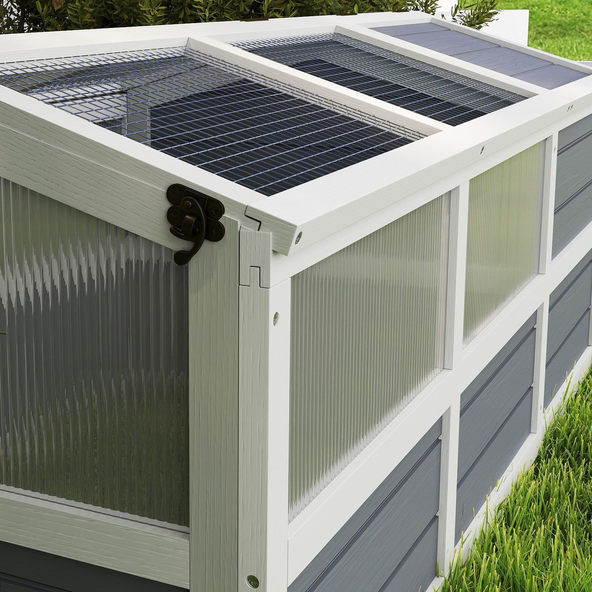 Wooden Tortoise Habitat Outdoor with Bottomless Design Doors Windows for Small Animals