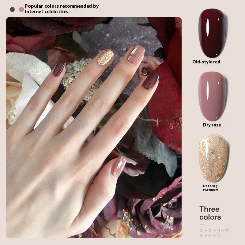 Three-Color Gel Nail Polish Set for Manicure - Nude, Purple, Orange