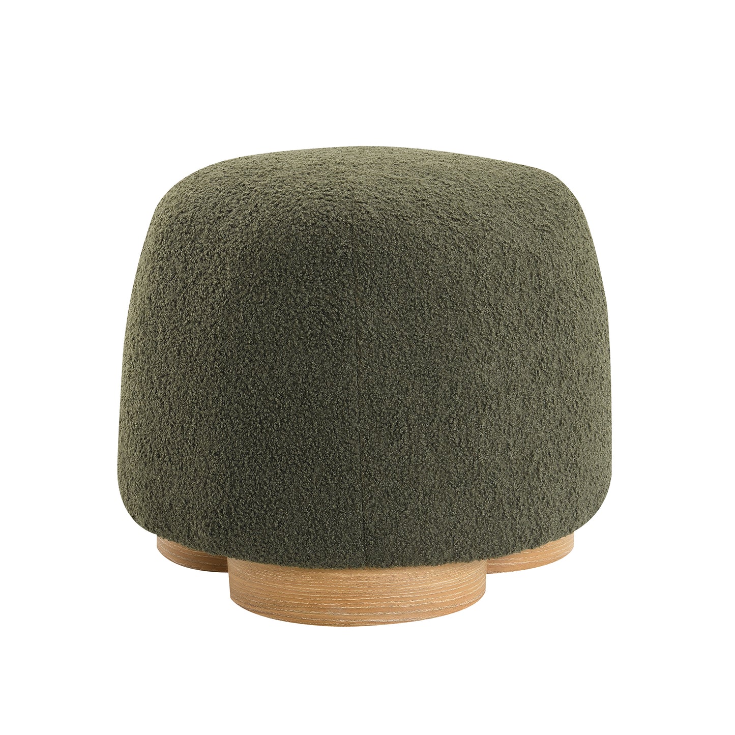 Fully Assembled Round Soft Teddy Fabric Upholstered Ottoman,