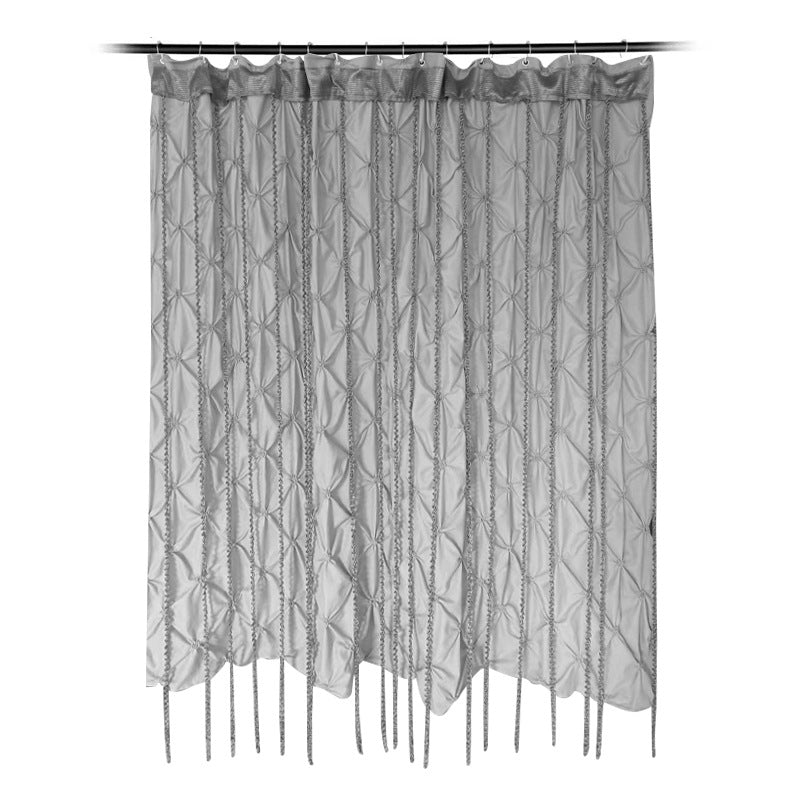 Folding Polyester Bathroom Shower Curtain with Pleated Design - 180x180cm