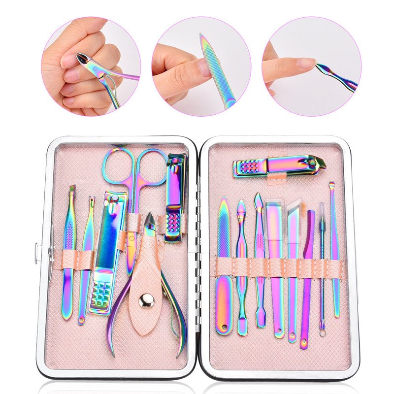 15-Piece Manicure Tool Set, Stainless Steel