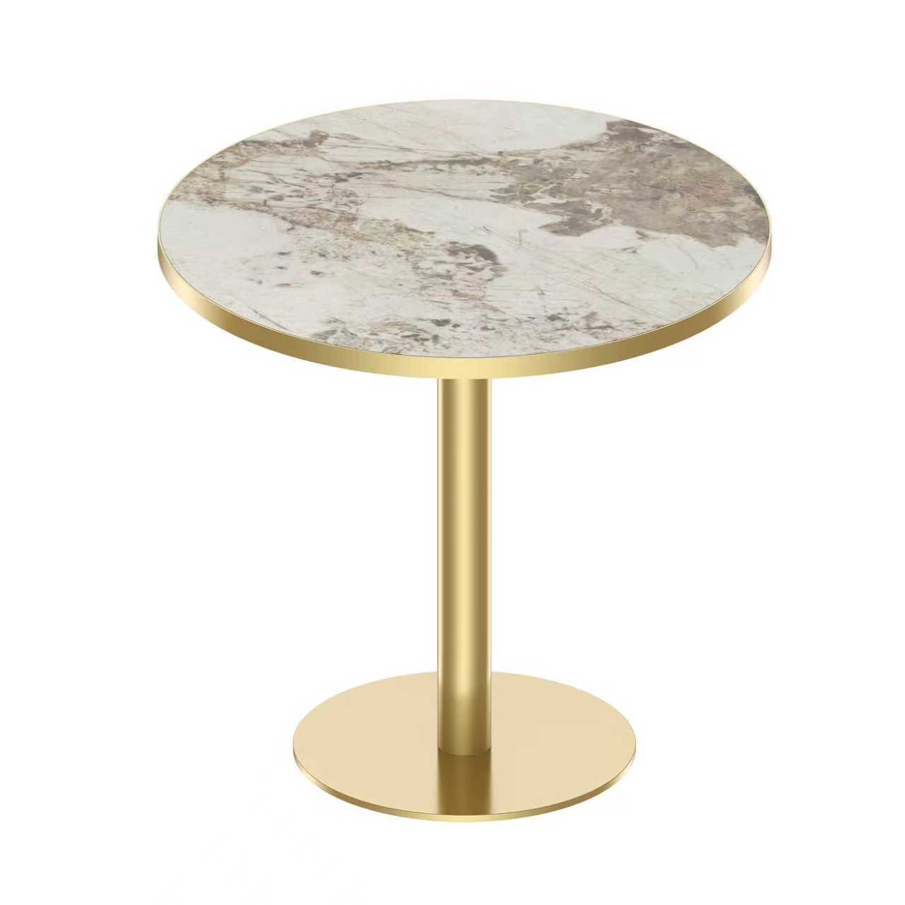 Round Bistro Table 31.5 Inches with Faux Marble Top - Light Slate Grey