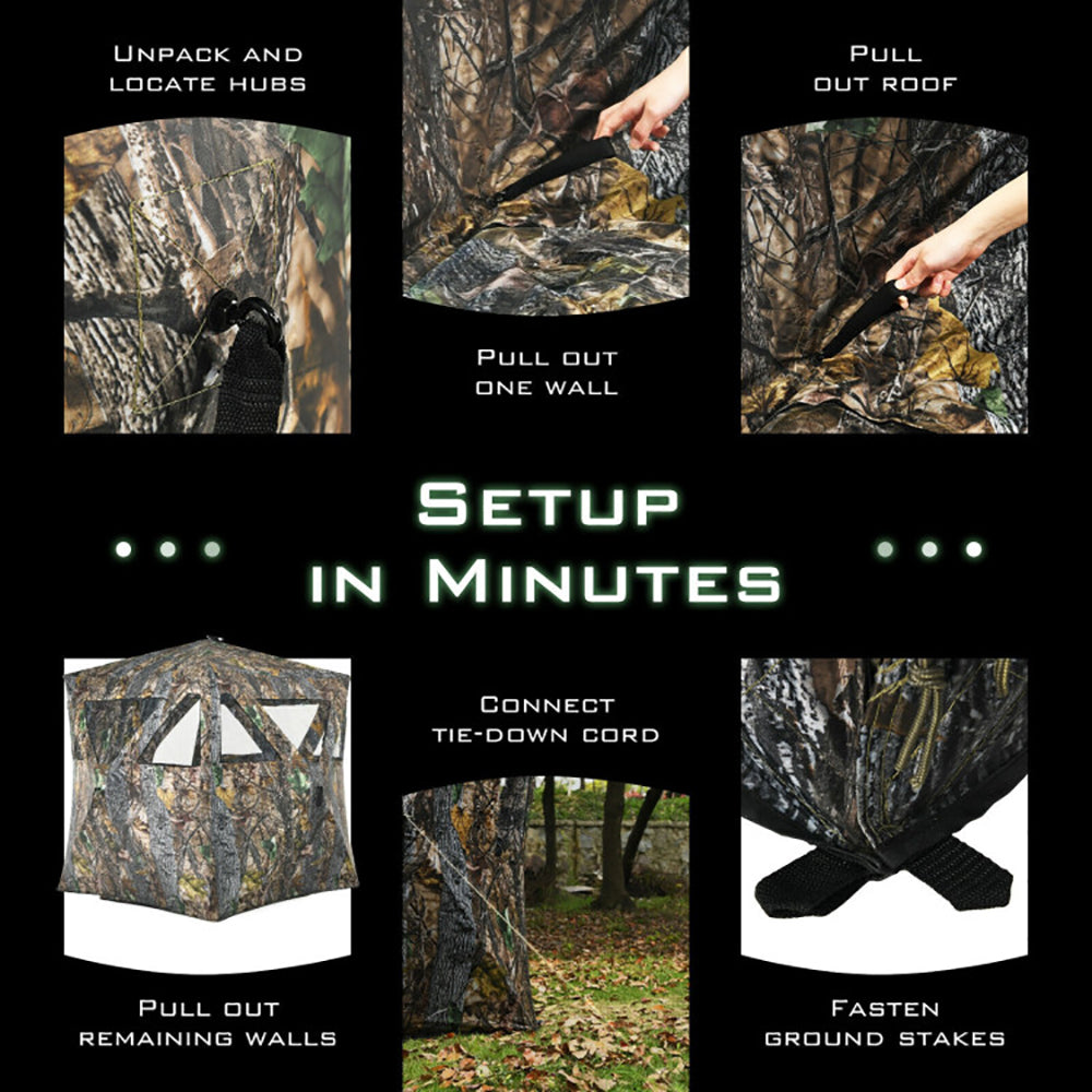 3-Person Portable Pop-Up Camouflage Hunting Blind with Tie-Downs