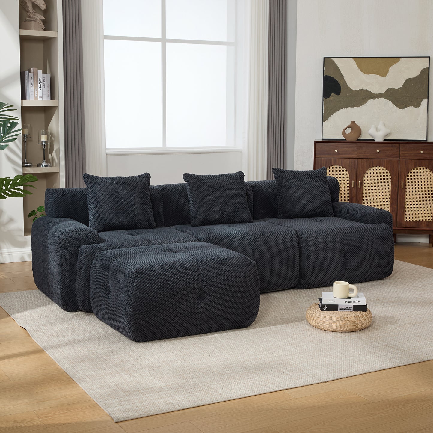 104.3" 4-Piece L Shaped Modular Sectional Sofa Set - Charcoal