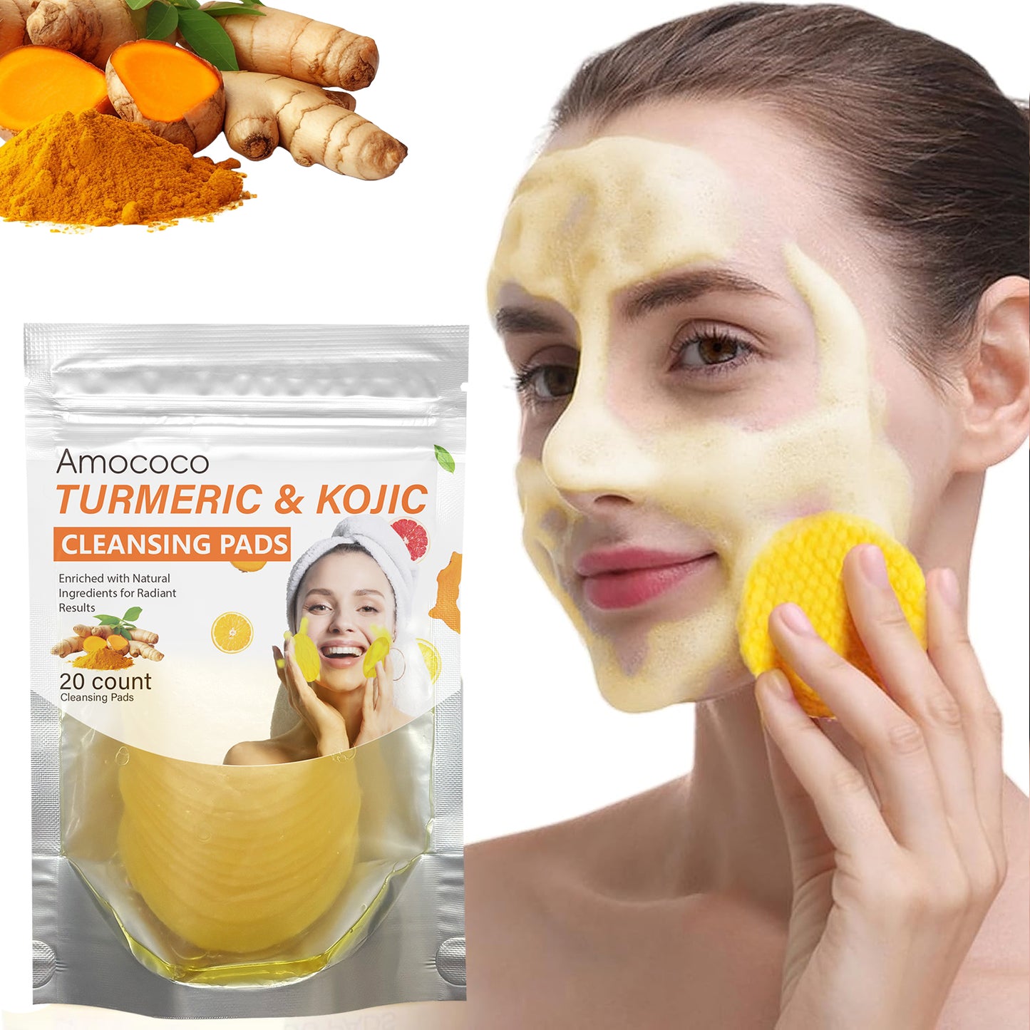 Turmeric & Kojic Acid Brightening Cleansing Pads - 20 Count