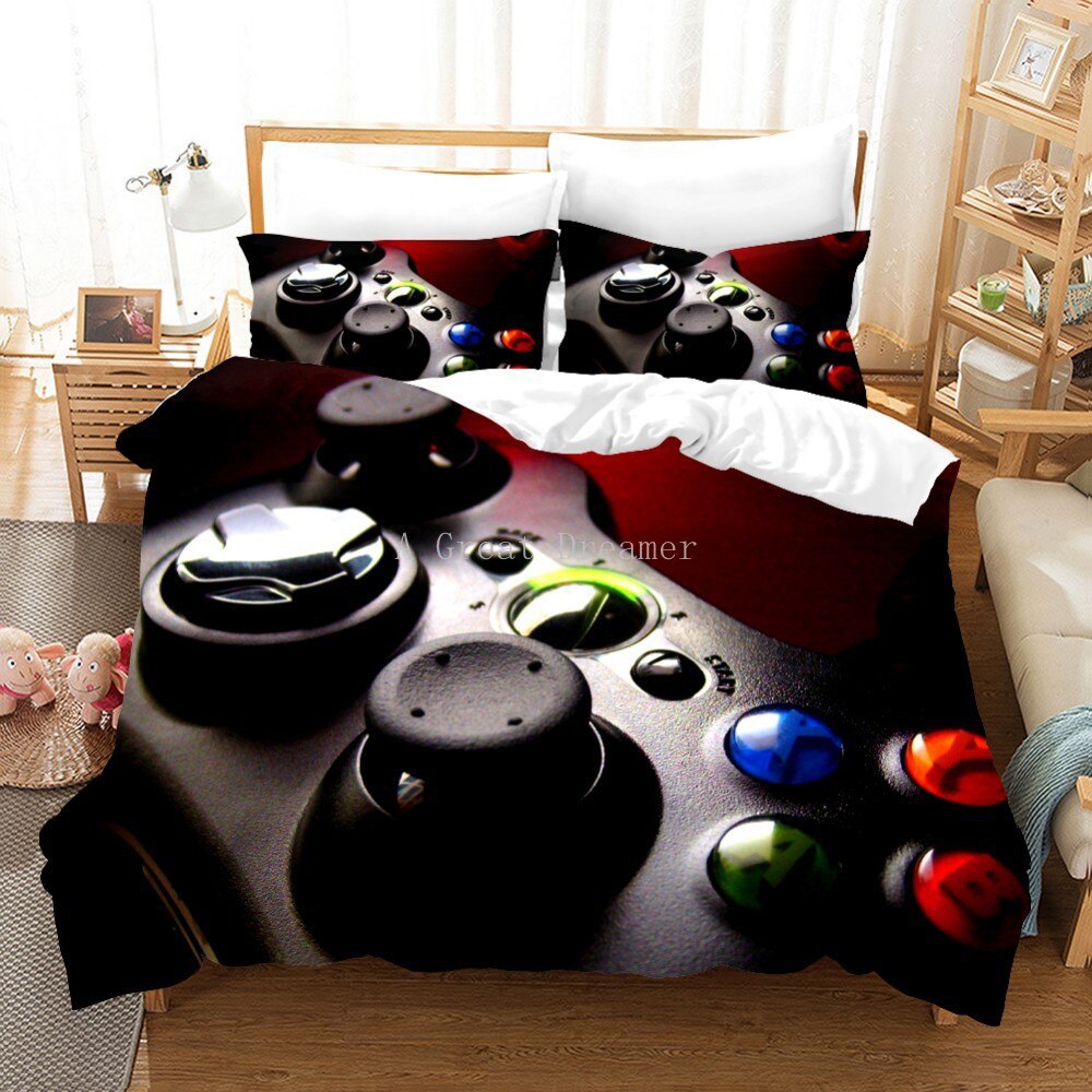 Digital 3D Game Controller Pattern Printed Bedding Set - Multiple Sizes