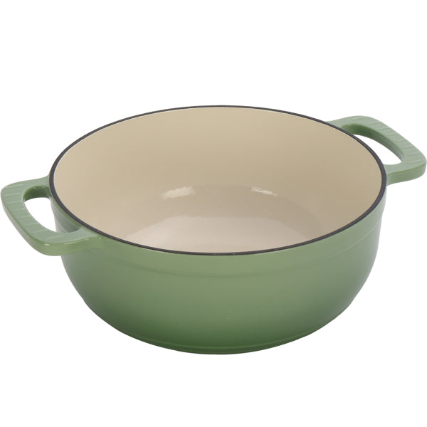 6QT Cast Iron Enameled Pot with Silicone Gloves - Gradient Green