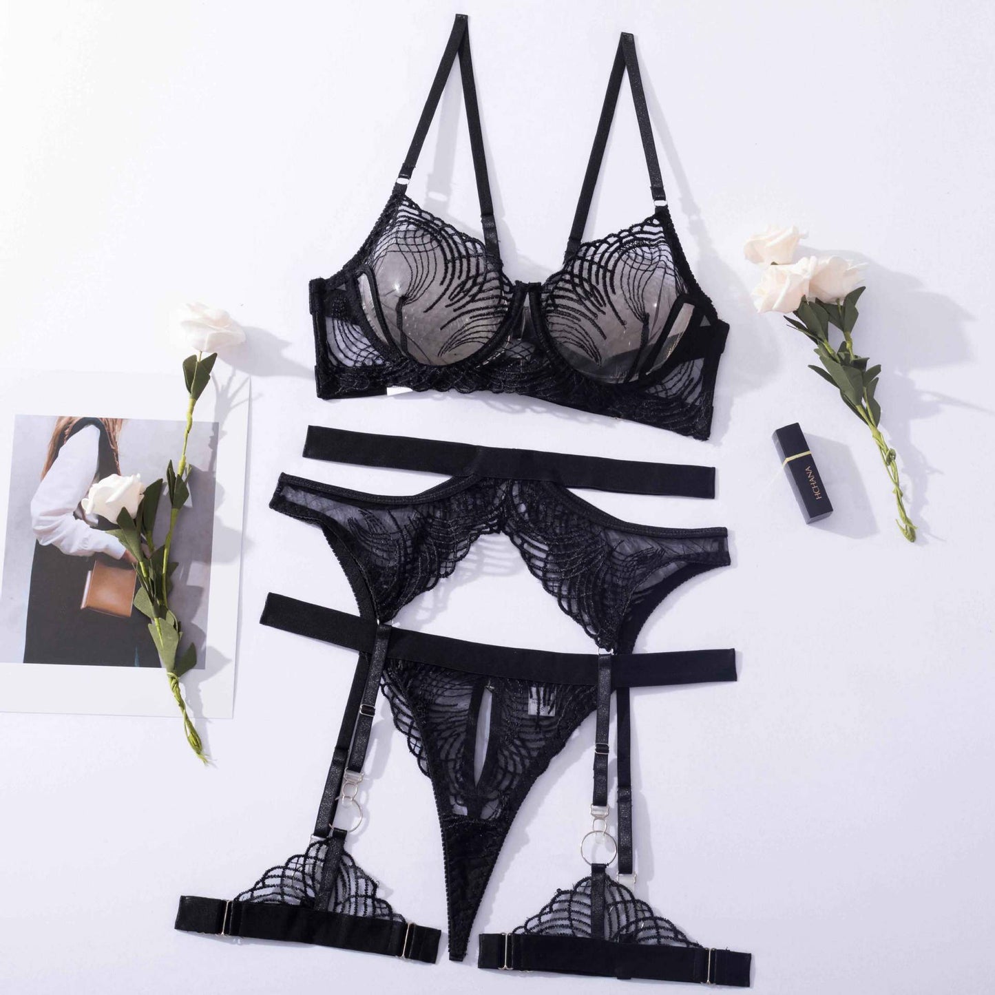 Black Lace Body Shaping Suit for Women - Waist Support & Seamless Slimming