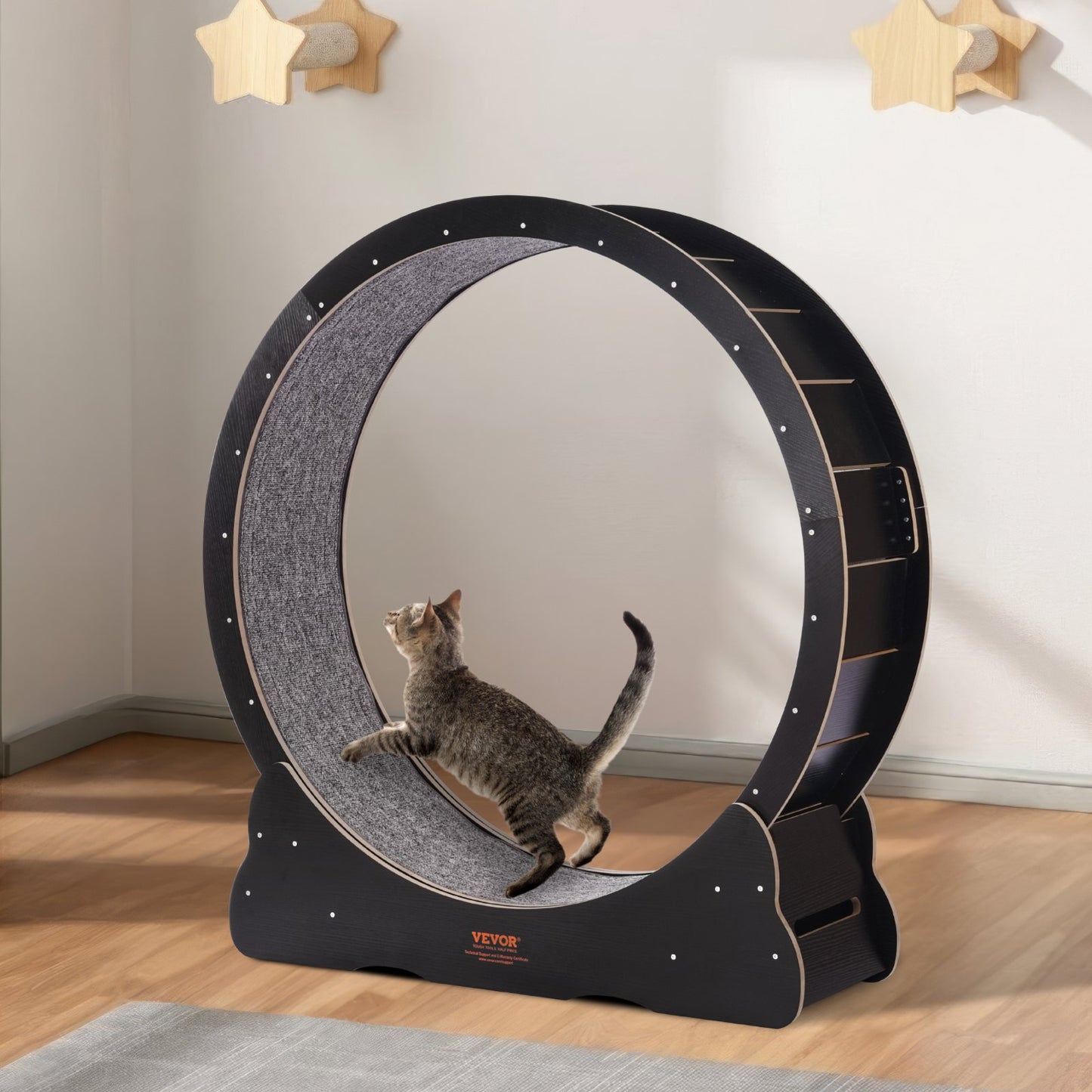 Large Indoor Cat Exercise Wheel 43.3 Inch Treadmill for Feline Fitness Black