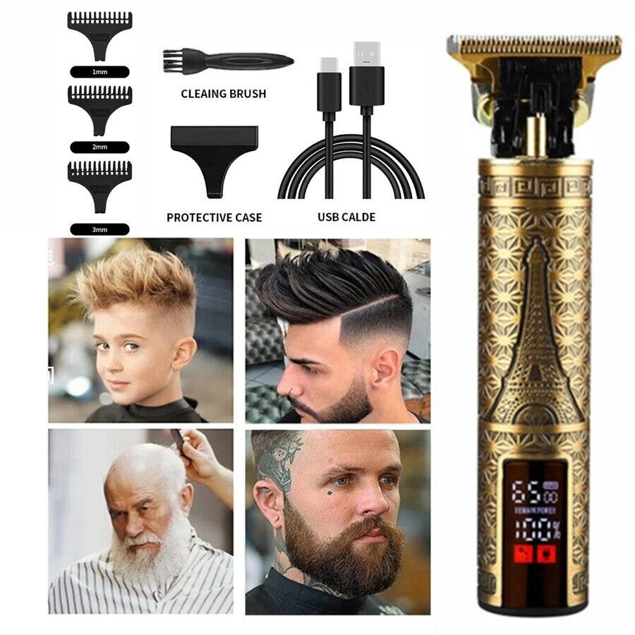 Professional Cordless Hair Clipper & Beard Trimmer - Rechargeable Metal Body