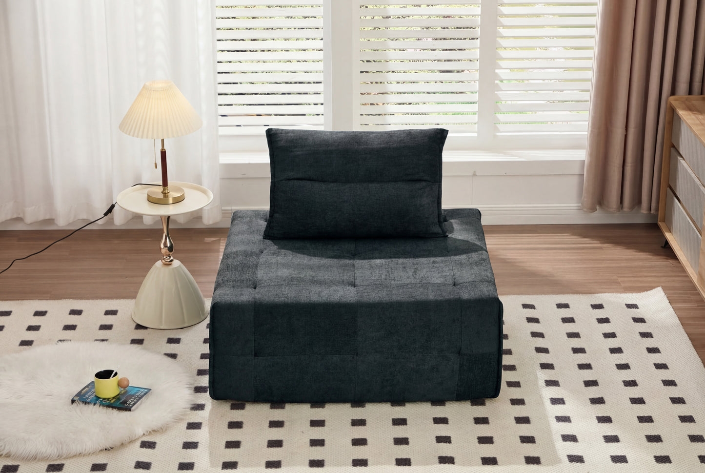 Deep Seat Modular Sectional Sofa with Adjustable Backrest - Black