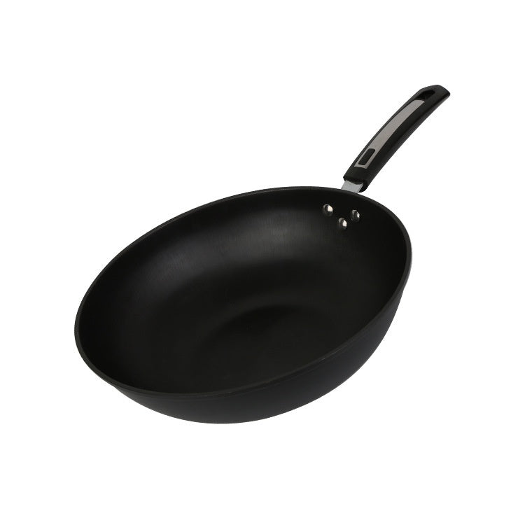 Non-Stick Iron Wok with Double Bottom - 30cm, 32cm, 34cm Sizes
