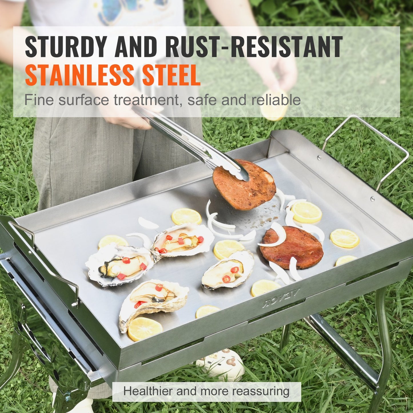 23.5"x16" Pre-Seasoned Stainless Steel Griddle Pan - Silver