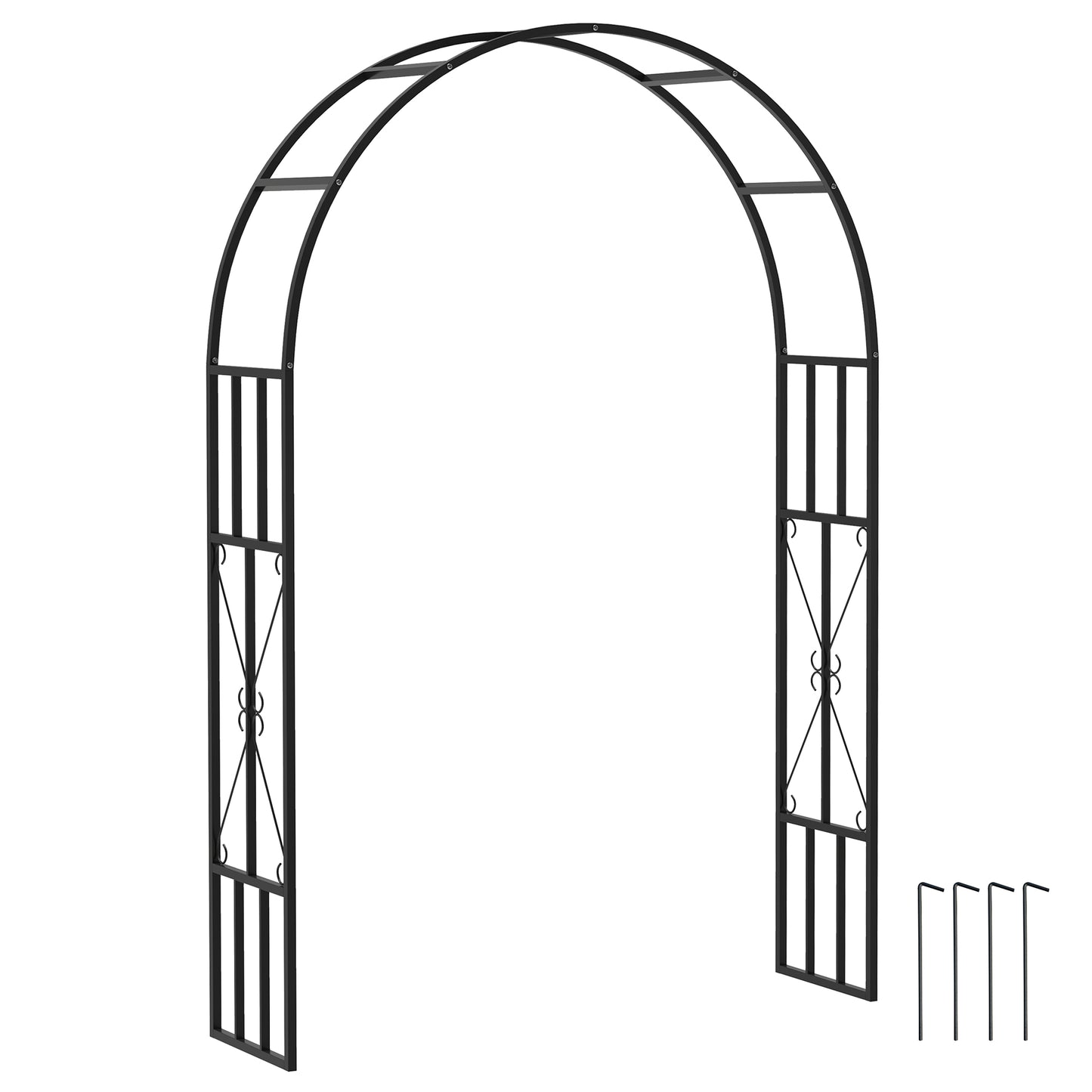 7.3ft Steel Garden Arch Trellis for Climbing Plants Black Outdoor Garden Decor
