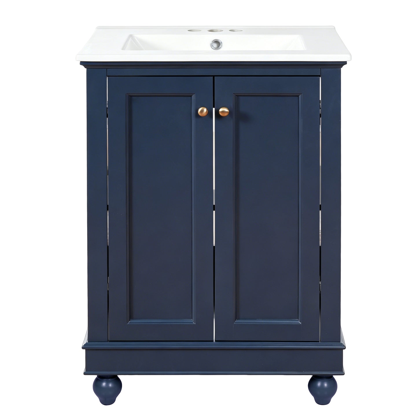 24-Inch Blue Bathroom Vanity Cabinet with Ceramic Sink