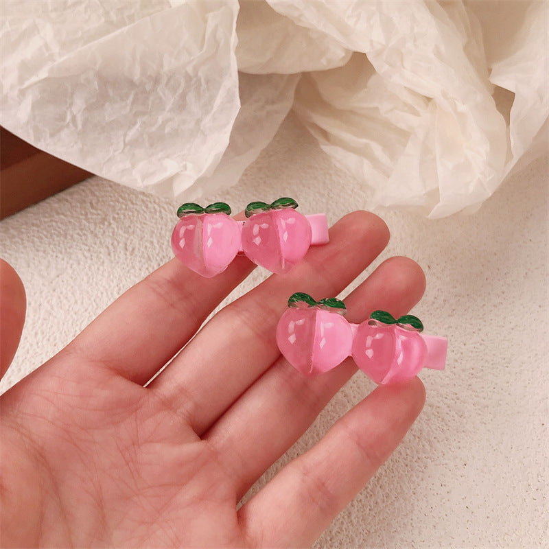 Pink Peach Hair Clips Set for Girls - Sweet Hair Accessories