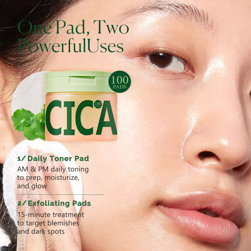 Centella Asiatica Cleansing Pads 100pcs - Skin Care Cotton Pads for Face & Dark Spot Toner