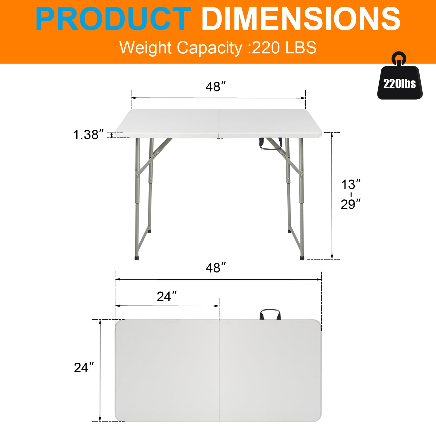 4 FT Folding Camping Table