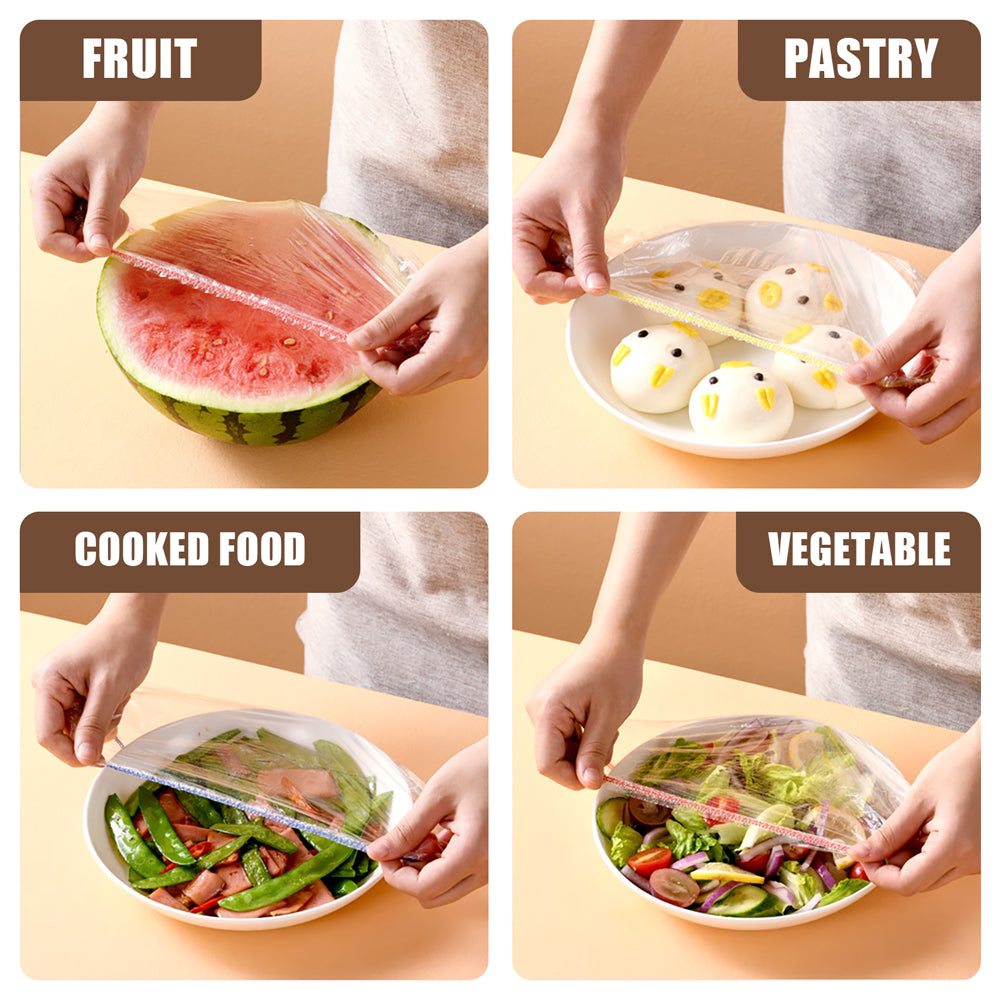 100pcs Reusable Elastic Plastic Bowl Covers - Food Storage Wrap