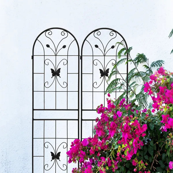 Metal Garden Trellis 71" x 19.7" - Rustproof Climbing Support - Black - 2 Pack