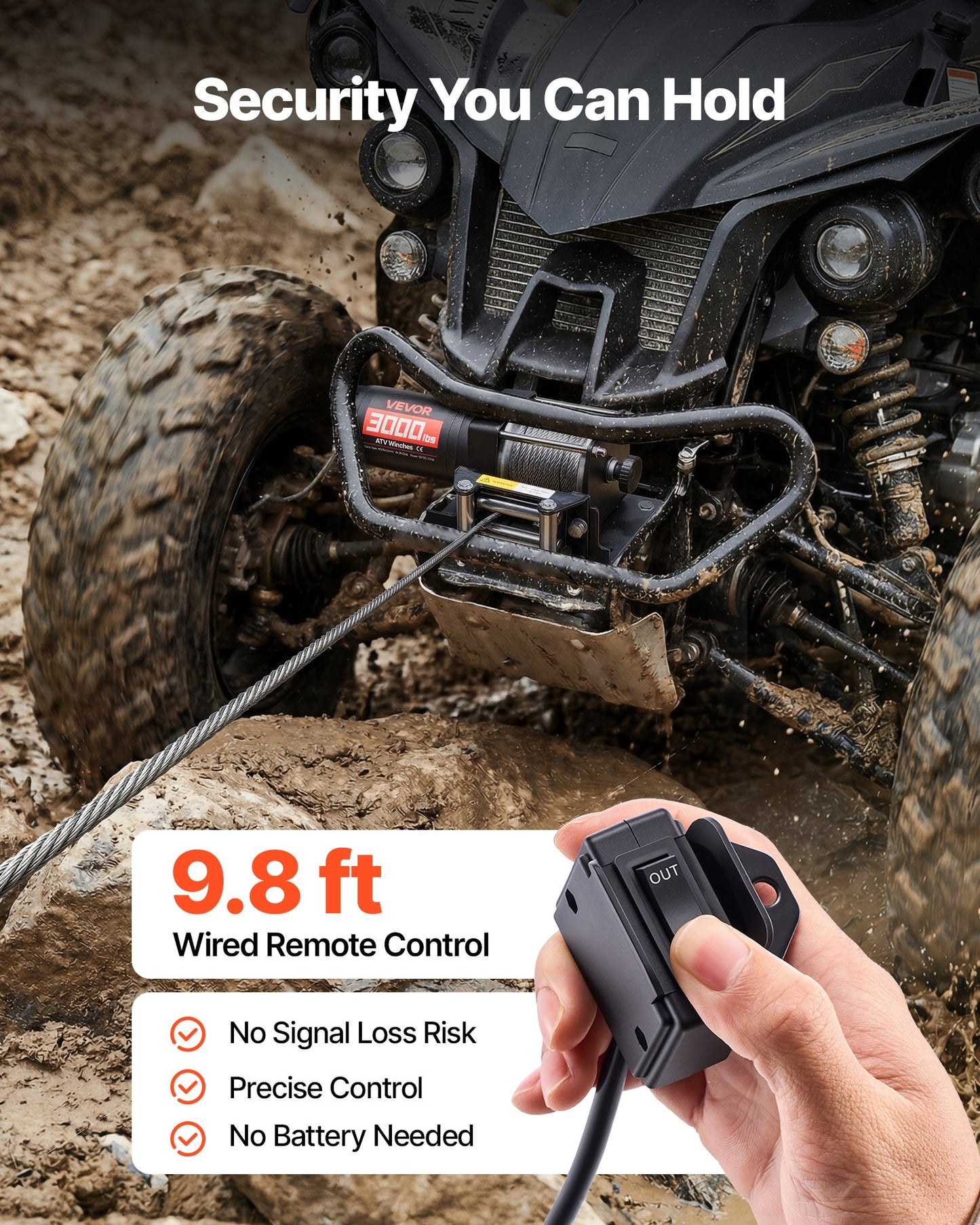 3000 Lb Electric Winch for ATV UTV 12V DC Steel Wire Rope Waterproof Aluminum Housing
