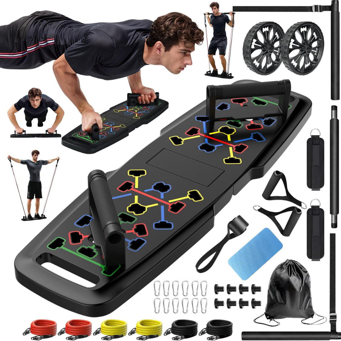 Portable Push Up Board with 20 Fitness Accessories Set
