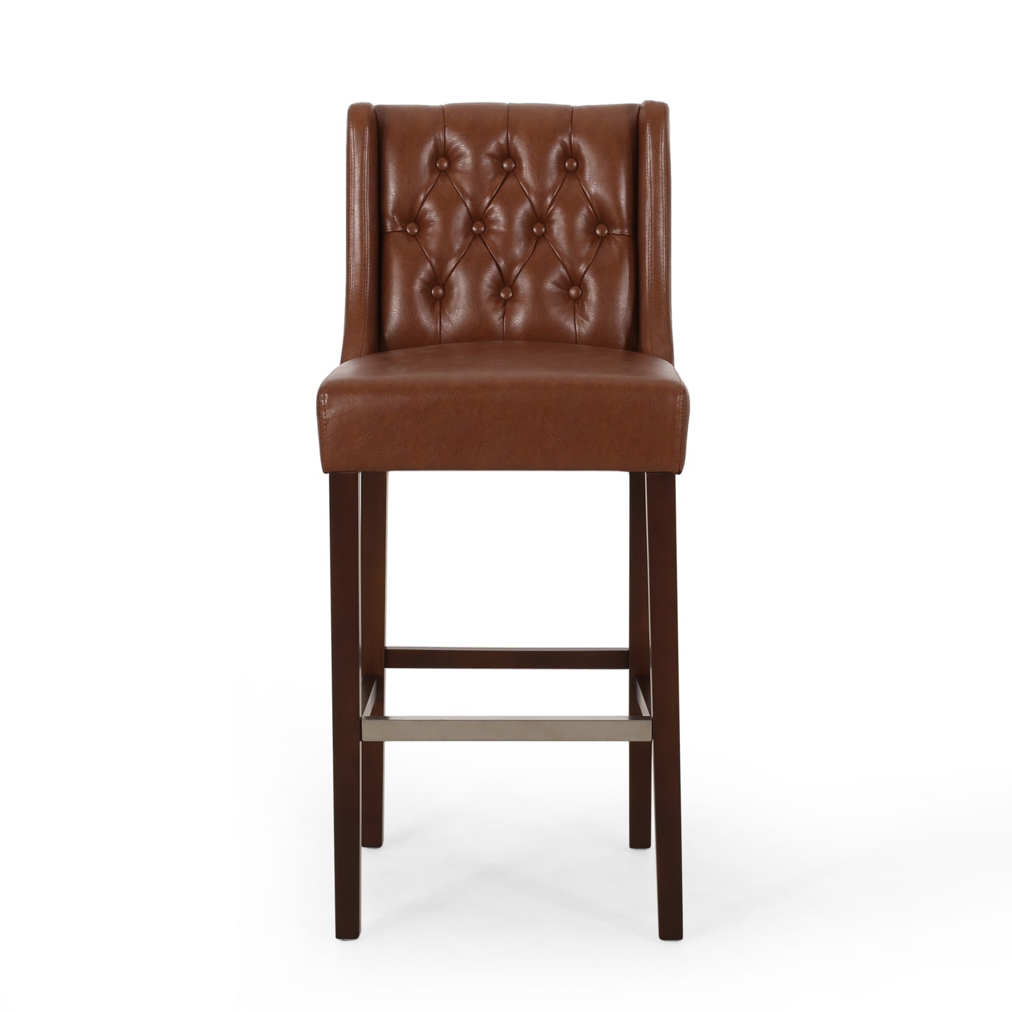 30.5 Inch Seat Height Bar Stool, Light Brown PU Upholstery With Back