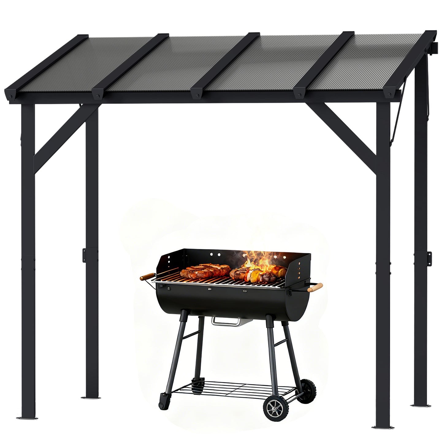 Hardtop Grill Gazebo with Polycarbonate Roof - Dark Gray