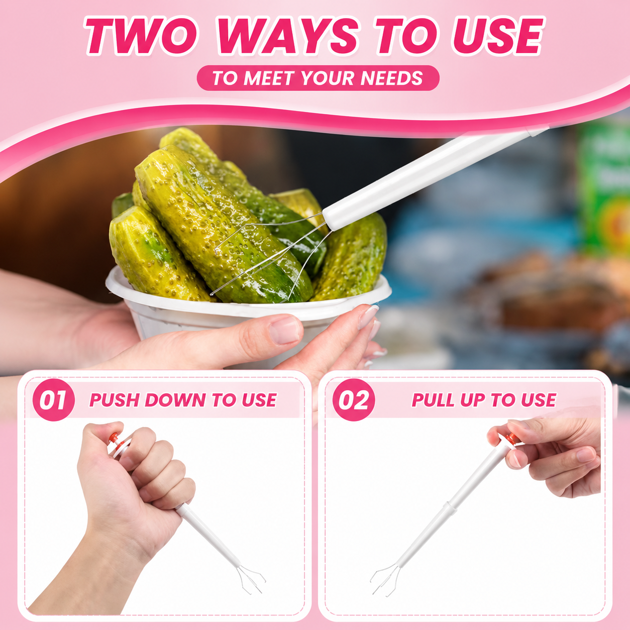 Stainless Steel Pickle and Food Picker - Multi-Functional Kitchen Tool