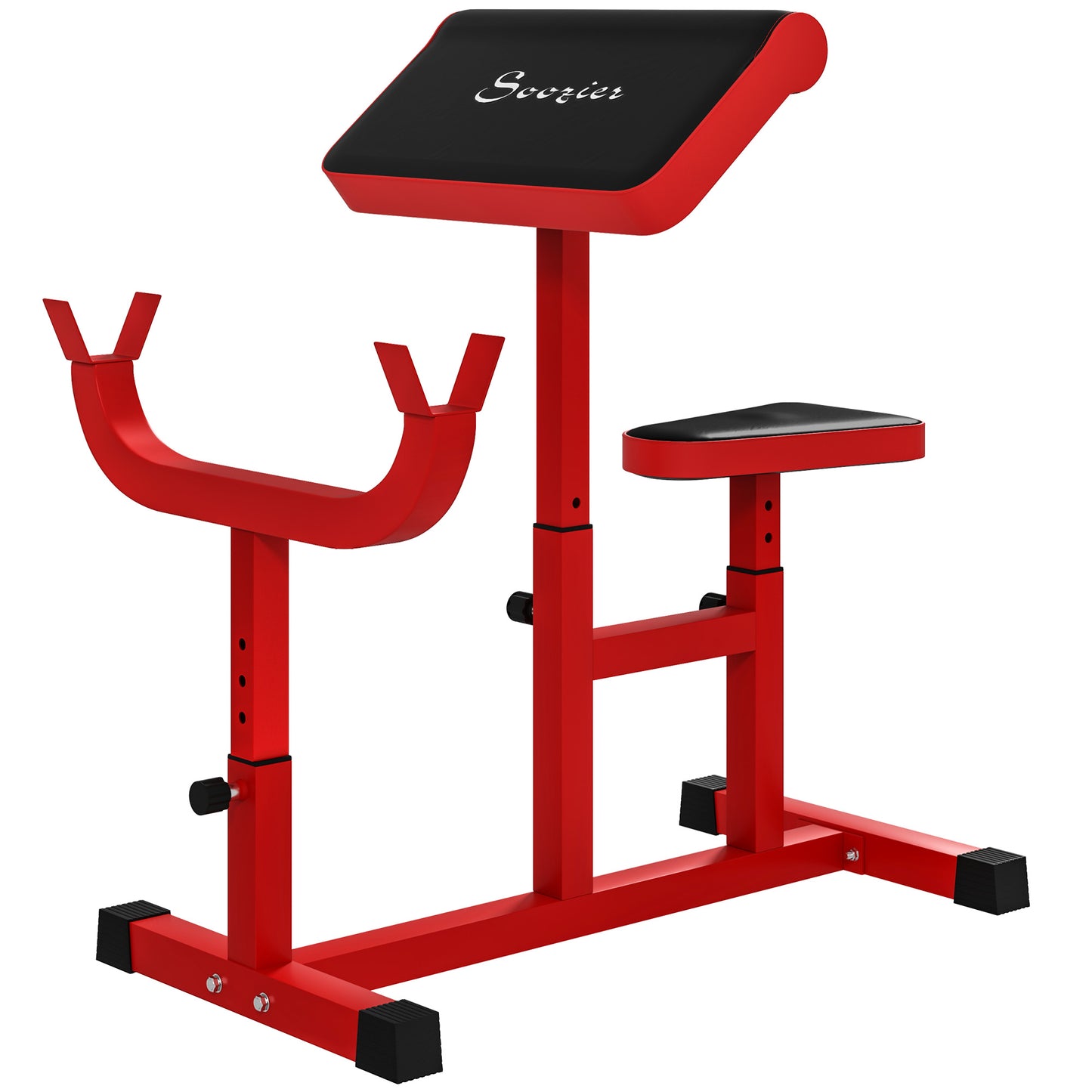 Adjustable Preacher Curl Bench for Strength Training - Red