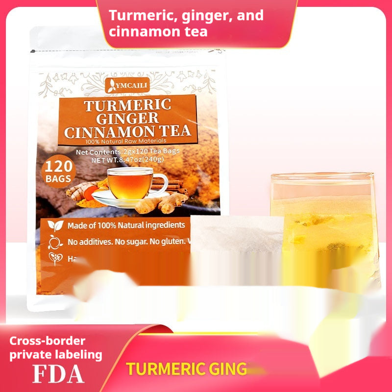 Turmeric Ginger Cinnamon Tea Bags - Sugar-Free Herbal Tea, 120 Sachets