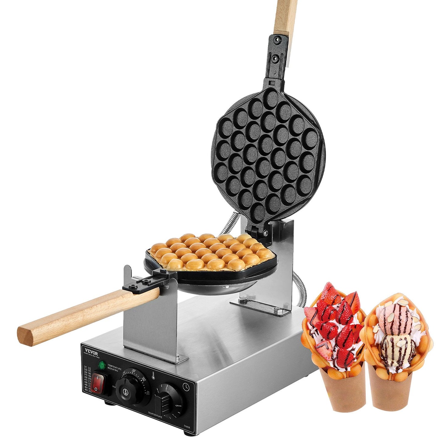 Commercial Bubble Waffle Maker 1400W Egg Pancake Baker Machine Non-Stick