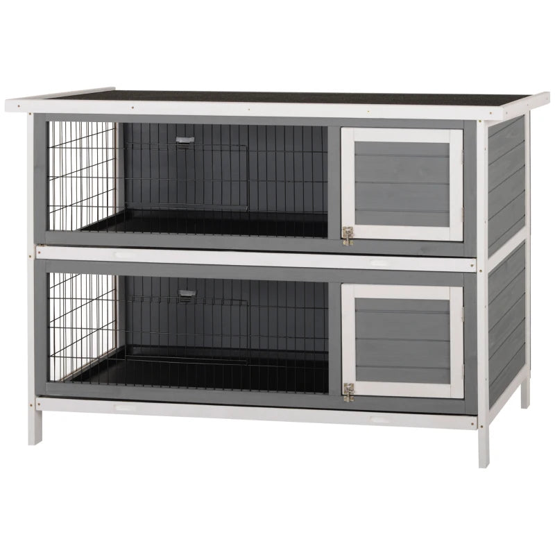 Large Wooden Rabbit Hutch with Lockable Doors Waterproof Roof and Leak Tray