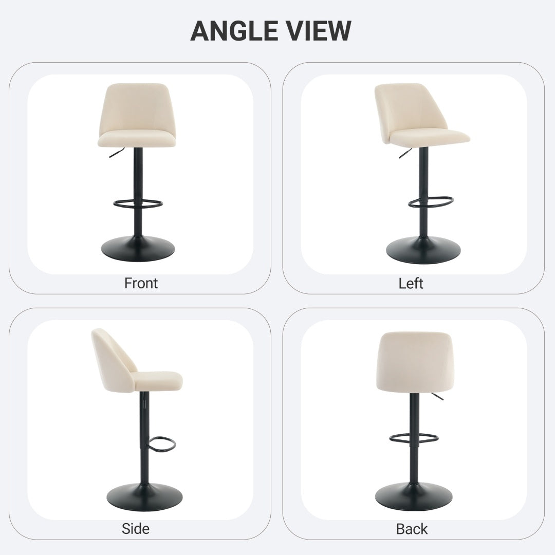 Adjustable Upholstered Swivel Bar Stools - Set of 1