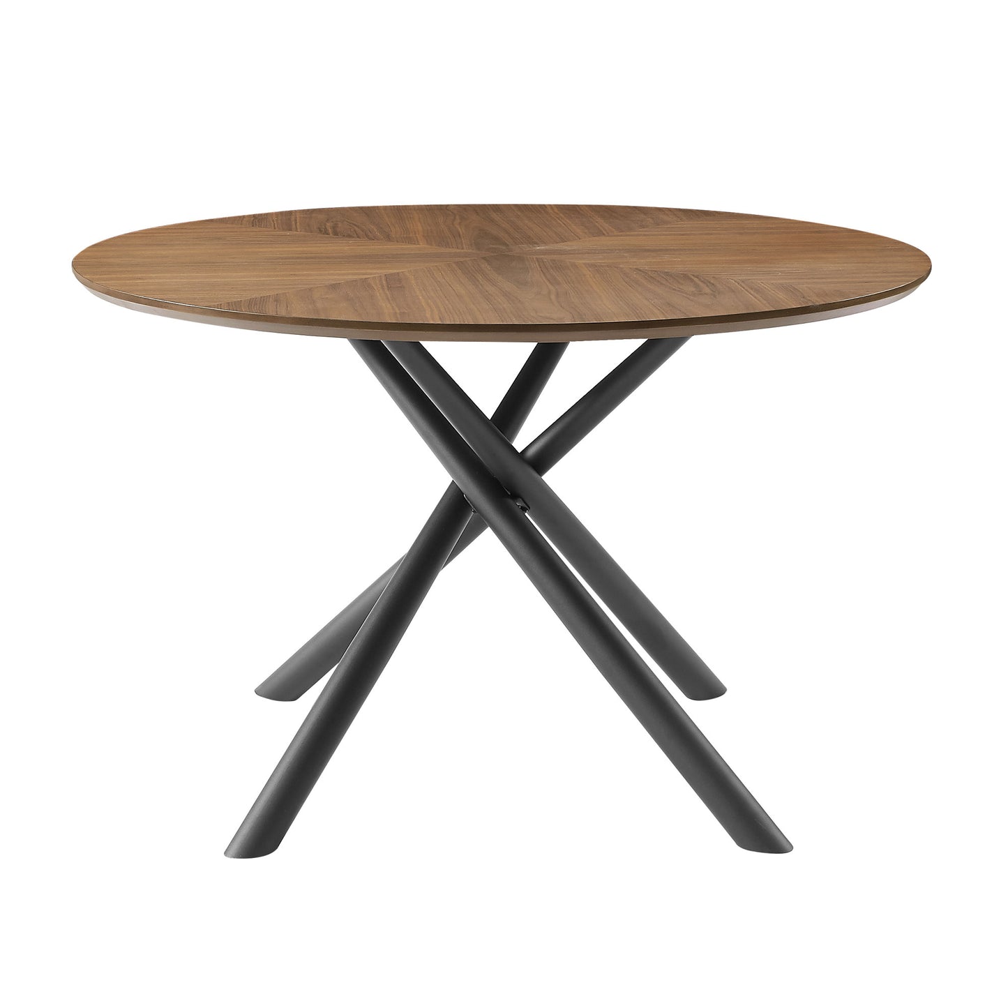 53.14'' Round MDF Coffee Table with Metal Cross Legs - Walnut