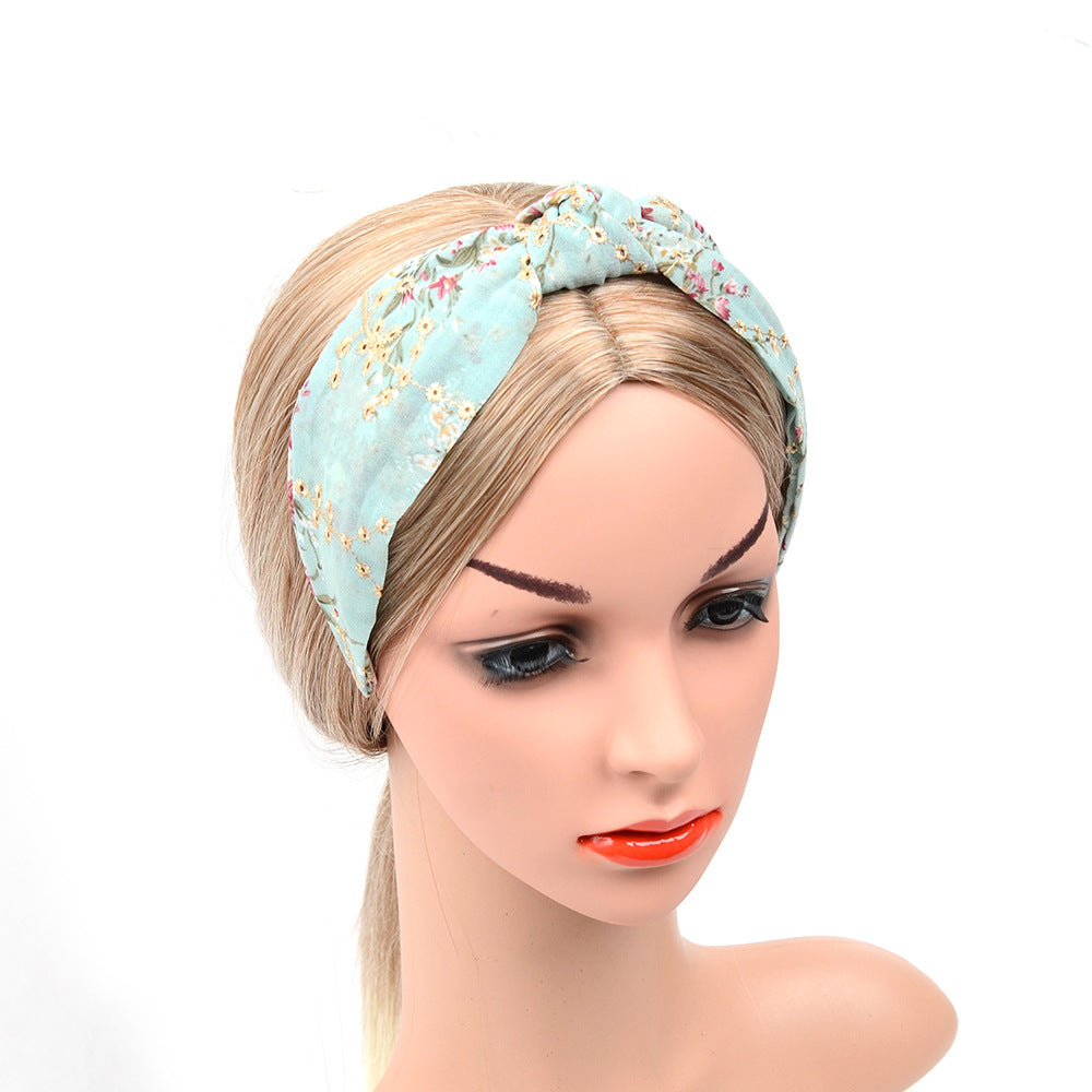 Embroidered Tulle Headband with Knot Detail