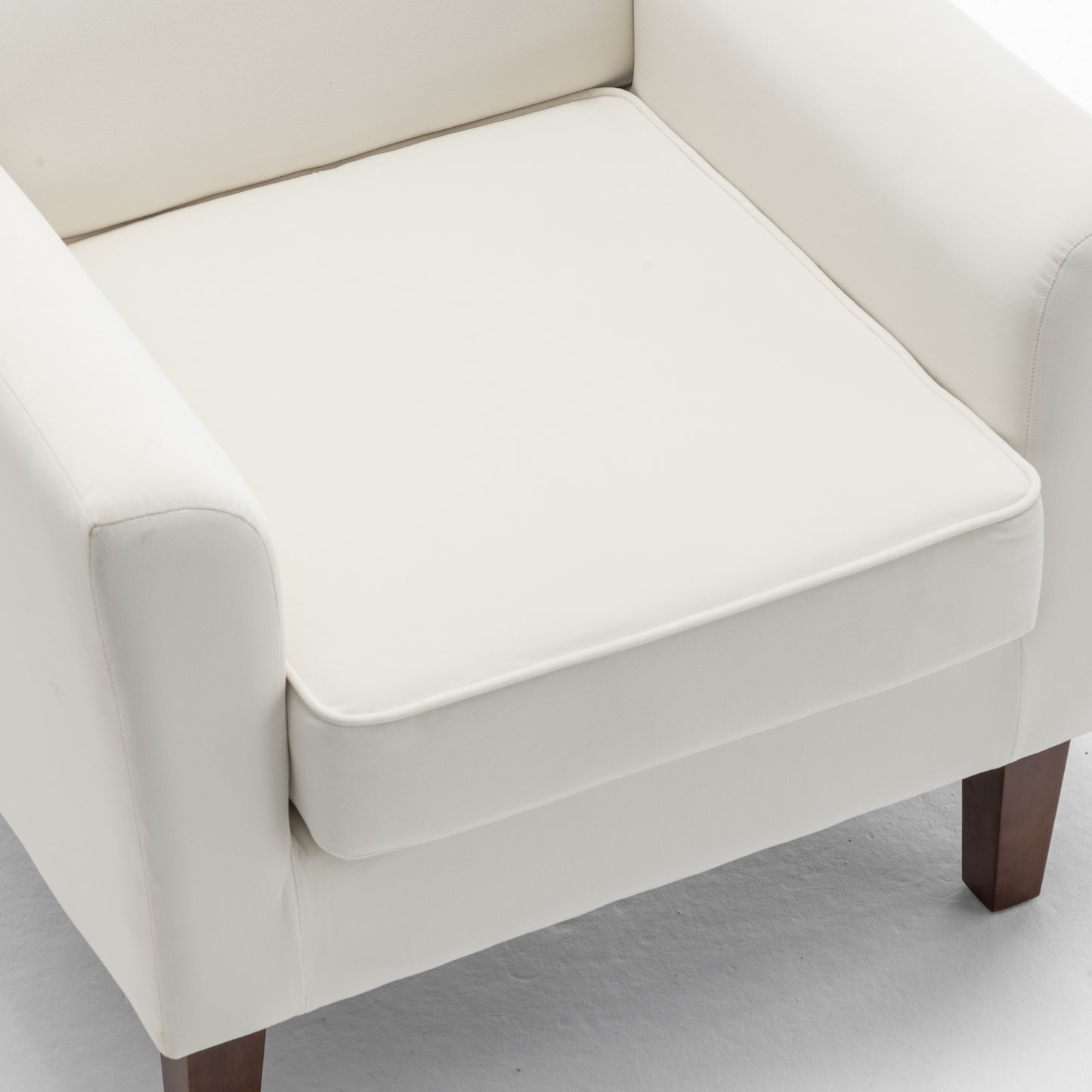 Patterned Polyester Blend Armchair, Solid Birch Wood Frame With Brown